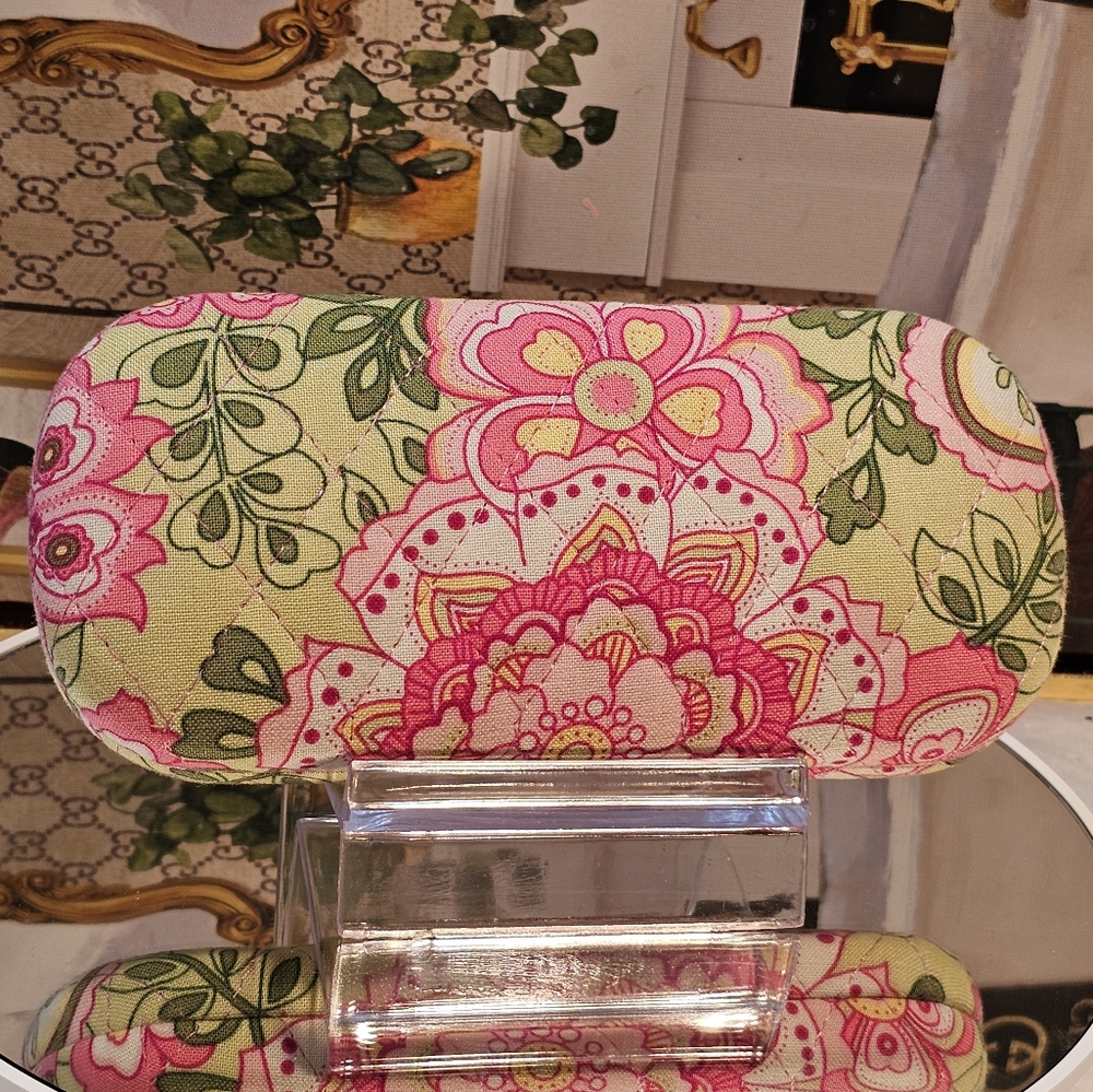 Vera Bradley Pink and Green Floral Sunglasses Case with Structured Design - Picture 3 of 6